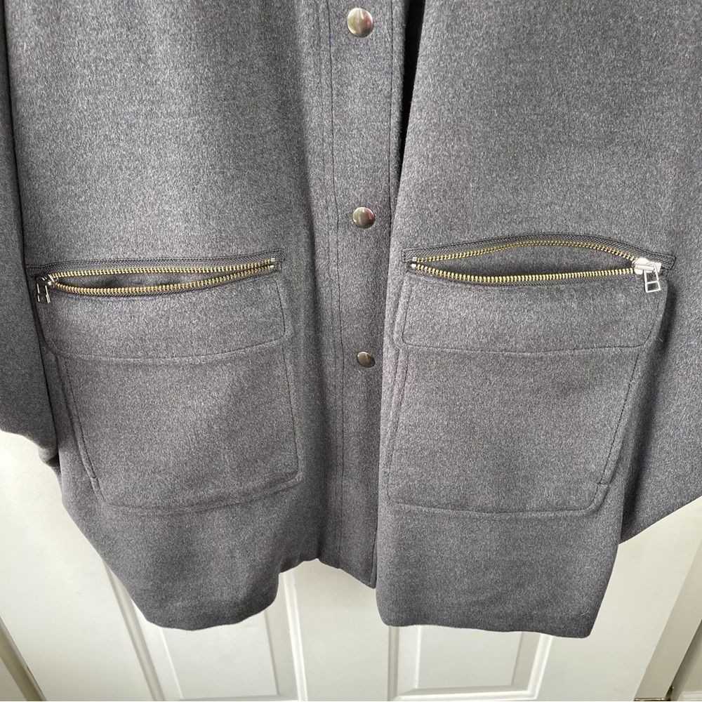 Leith Wool Charcoal Grey Short Sleeve Oversized Jacket Size M/L - Picture 6 of 9
